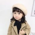 thumbnail image 4 of Autumn Winter Fashion Children's Warm Beret Girls All-match Solid Color Painter Hat, 4 of 5