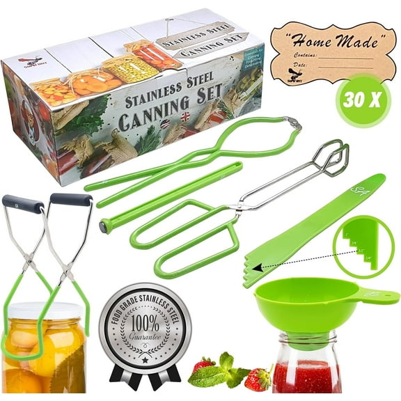 Supa Ant Canning Supplies, USA Assembled & Certified Food Grade Stainless Steel Canning Tools, Pickling Kit for Beginners. Includes Extra Wide Mouth Funnel for Mason Jars