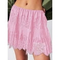 thumbnail image 6 of Women'S Y2k Half Slip Skirt Low Rise Pleated Ruffle LaceTrim Skirt Layered Flowy Short Skirts Underskirt Pink L, 6 of 7
