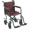 Drive Medical 19" Flyweight Lightweight Burgundy Transport Wheelchair