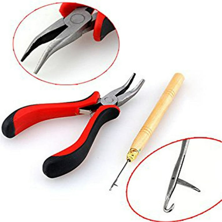 Hellobye〗Feather Hair Extension TOOL KIT Micro Ring Hair Extension Pliers  Pulling Hook 