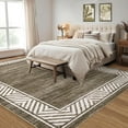 thumbnail image 3 of Garvee 10'x13' Geometric Bordered Area Rug Living Room Carpet, Washable Rug Non-Slip Non-Shedding Low Pile Floor Mats for Bedroom Home Office, Brown, 3 of 8