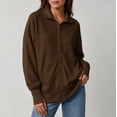 thumbnail image 3 of DISKEBUISS Women's Ribbed Full Zip Up Jacket Stand Collar Long Sleeve Sweatshirt Coat with Thumb Holes & Pockets for Fall Winter, 3 of 7