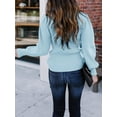thumbnail image 3 of Sherrylily Women Puff Sleeve Pullover Sweaters Crew Neck Slim Knitted Jumper, 3 of 4