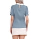 thumbnail image 3 of INSPIRAR CHIC Blusa de Mujer Vintage con Cuello Peter Pan, Manga Corta con Contraste, Color Gris Azul, 3 of 6