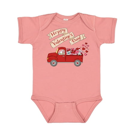 

Inktastic Hoppy Valentine s Day Bunny Truck with Hearts Gift Baby Boy or Baby Girl Bodysuit