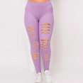 thumbnail image 2 of Clearance! lcziwo Women's High Waisted Yoga Pants Plus Size Ripped Skinny Workout Leggings Tight Stretchy Running Legging Pants Purple XXXXL, 2 of 7