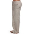 thumbnail image 2 of Womens Casual Linen Palazzo Trousers with Lantern Drawstring, 2 of 6