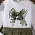 thumbnail image 7 of ZXLBBD Girls' Long Sleeve Bow Print Crop Top and A Line Short Skirt 2 Piece Outfit for Big Kids Summer Casual Outdoor School Clothes Sets,Green,Size 10 Y-11 Y, 7 of 7
