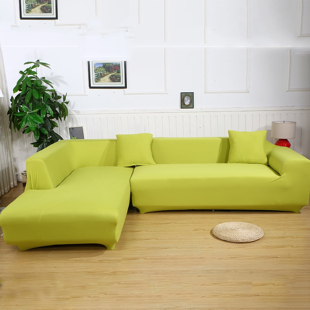 Sofa Covers for L Shape, 2pcs Polyester Fabric Stretch Slipcovers 3