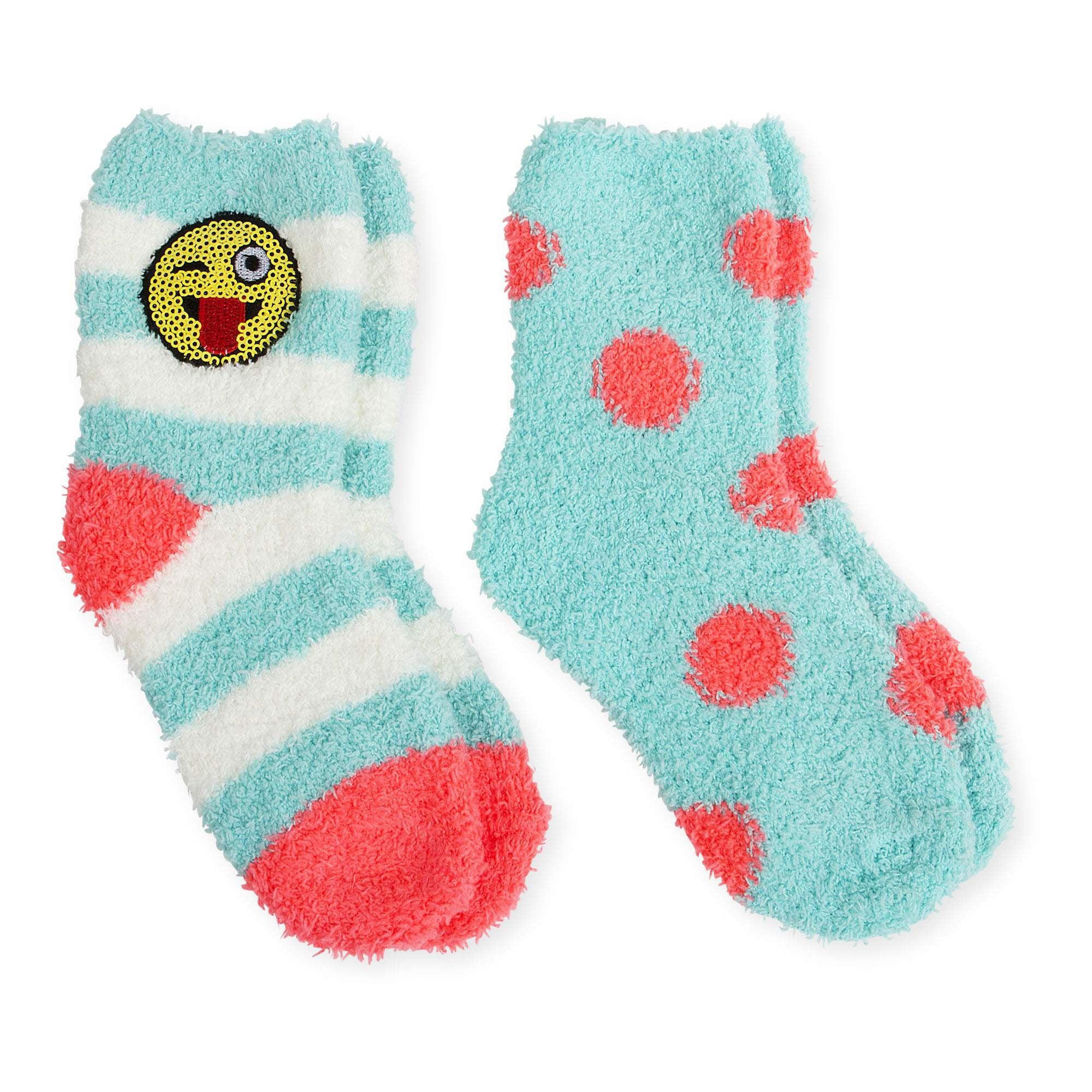 Girls' Wink Emoji Crew Socks, 2 Pairs