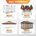 thumbnail image 5 of HOTEEL 13x13ft Pop-Up Gazebo Outdoor Canopy Tent with Adjustable Height, UV 50+ Sun Protection & Removable Mosquito Net - Waterproof Instant Shelter, Brown, 5 of 13