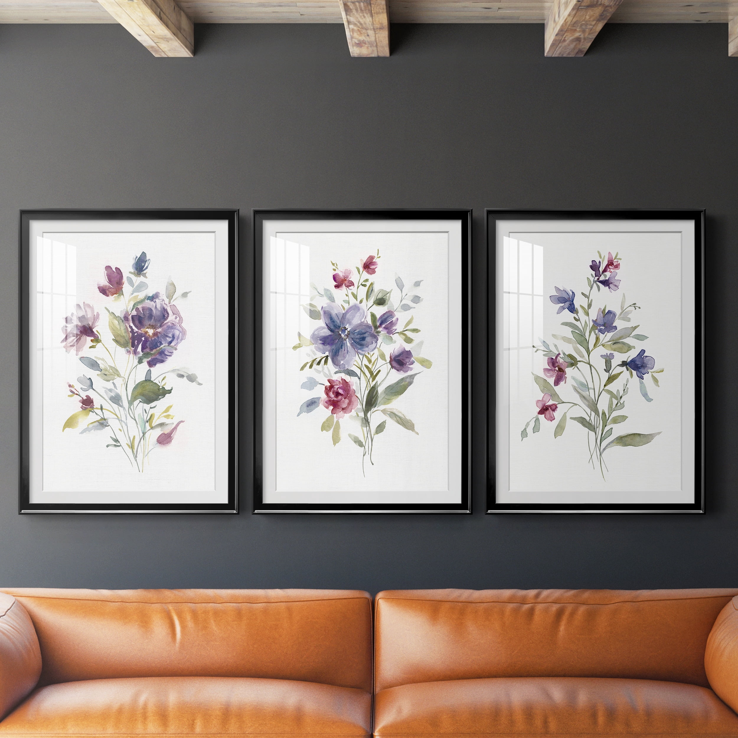 Color Variety I Premium Framed Prints Set of 3 - Ready to Hang - 26.5 x 36.5 Each - Black Frame