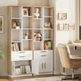 thumbnail image 7 of ModernMate 73" Tall Wooden Bookcase with 2 Drawers, Modern Bookshelf with Doors, 8 Open Storage Cubes, Storage Organizer Freestanding Rack for Living Room Home Office Study Room, 7 of 7