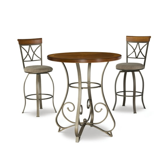 Powell 3 Piece Hamilton Pub Set, Cherry (Table and 2 Swivel Bar Stools)