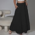thumbnail image 2 of Guluxicc Long Skirt for Women Elastic Waist Drawstring Skirt Flowy Casual Maxi Skirts with Pockets, 2 of 6