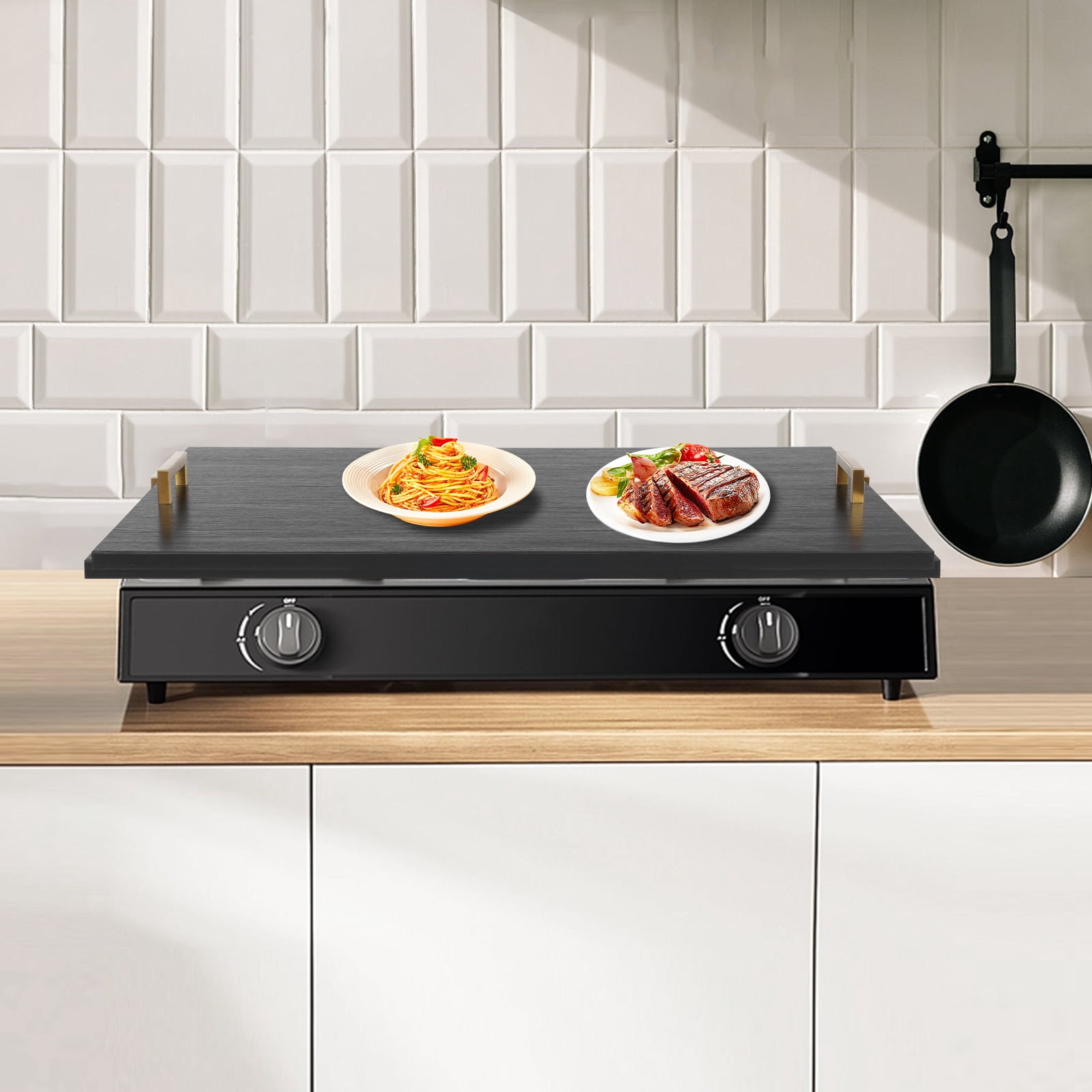 Noodle Board Stove Cover 29 x 21 Inch Stove Top Cover Stove Top Cover Board Suitable for Placing on Gas Hobs, Electric Hobs, Ovens and Kitchen Sinks (Black, Gold)