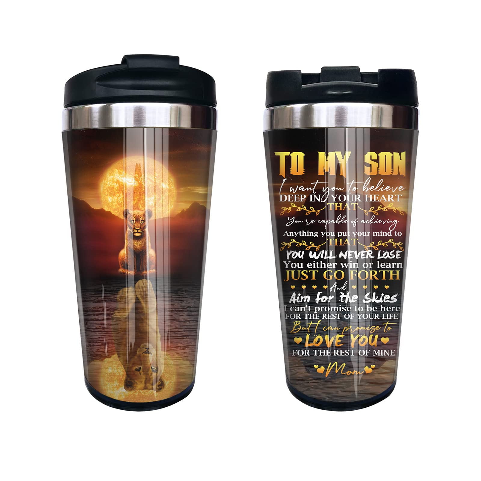 To My Son Lion Reflection Gift For Lover Day Travel Tumbler - Teeruto