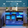 thumbnail image 4 of HNEBC 39.4" Modern LED Sideboard Buffet Cabinet with Charging Station, High Glossy Cupboard with Human Body Sensor Light, Bar Cabinet with Acrylic Panel for Living Room, Dining Room, Kitchen (Black), 4 of 9