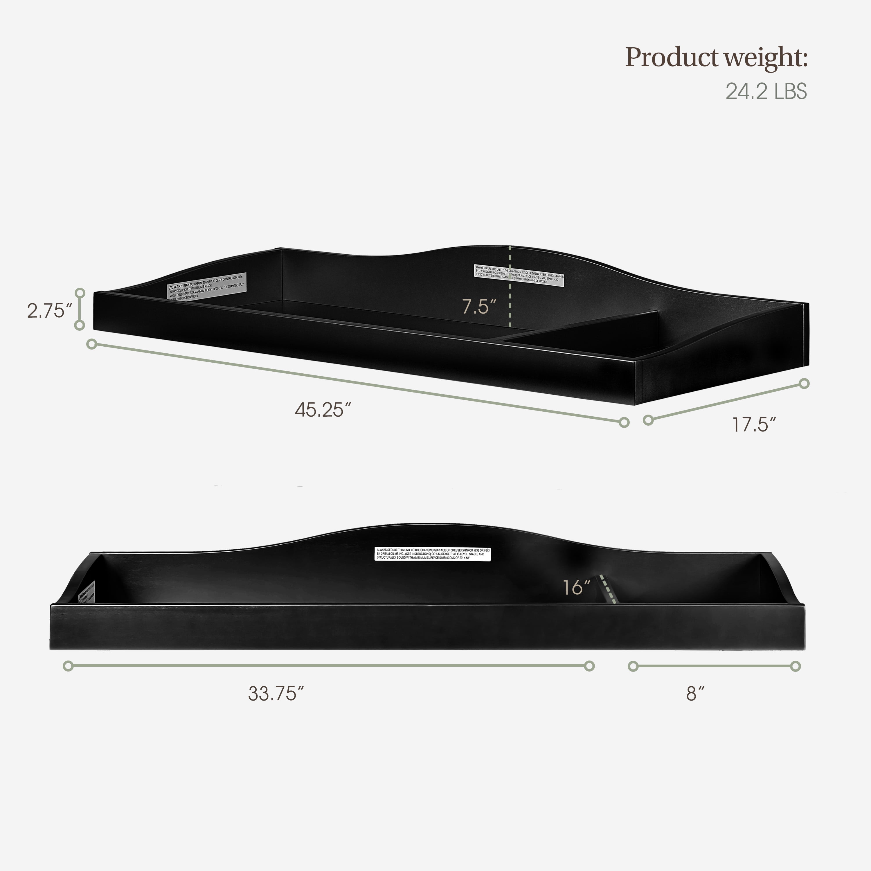 Evolur Changing Tray, Black