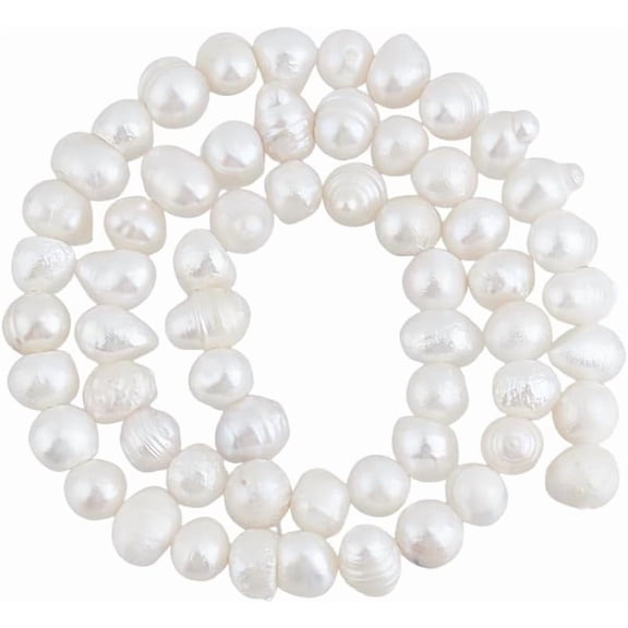 84Pcs Freshwater Pearl Beads 1 Strand Oval Pearl Beads Beige Baroque Pearl Small Hole Spacer Pearl Beads for Earrings Necklaces Bracelets Jewelry Making for DIY