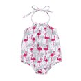 thumbnail image 1 of Kmbangi Tie-up Flower/Lemon/Leopard/Flamingo/Leaf Print Halter Swimsuit, 1 of 9