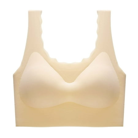 

PEASKJP Nursing Bras Skin-friendly Womens Wireless Bra Full-Coverage Pullover Stretch Smoothing T-Shirt Bra Women s Lingerie Beige X-L