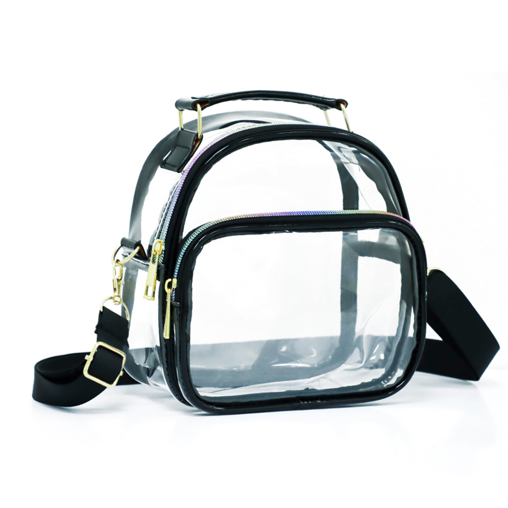 Clear Crossbody Bag Stadium Approved Zipper Closure Transparent See