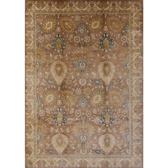 Ahgly Company Indoor Rectangle Mid-Century Modern Light Copper Gold Oriental Area Rugs, 4' x 6'