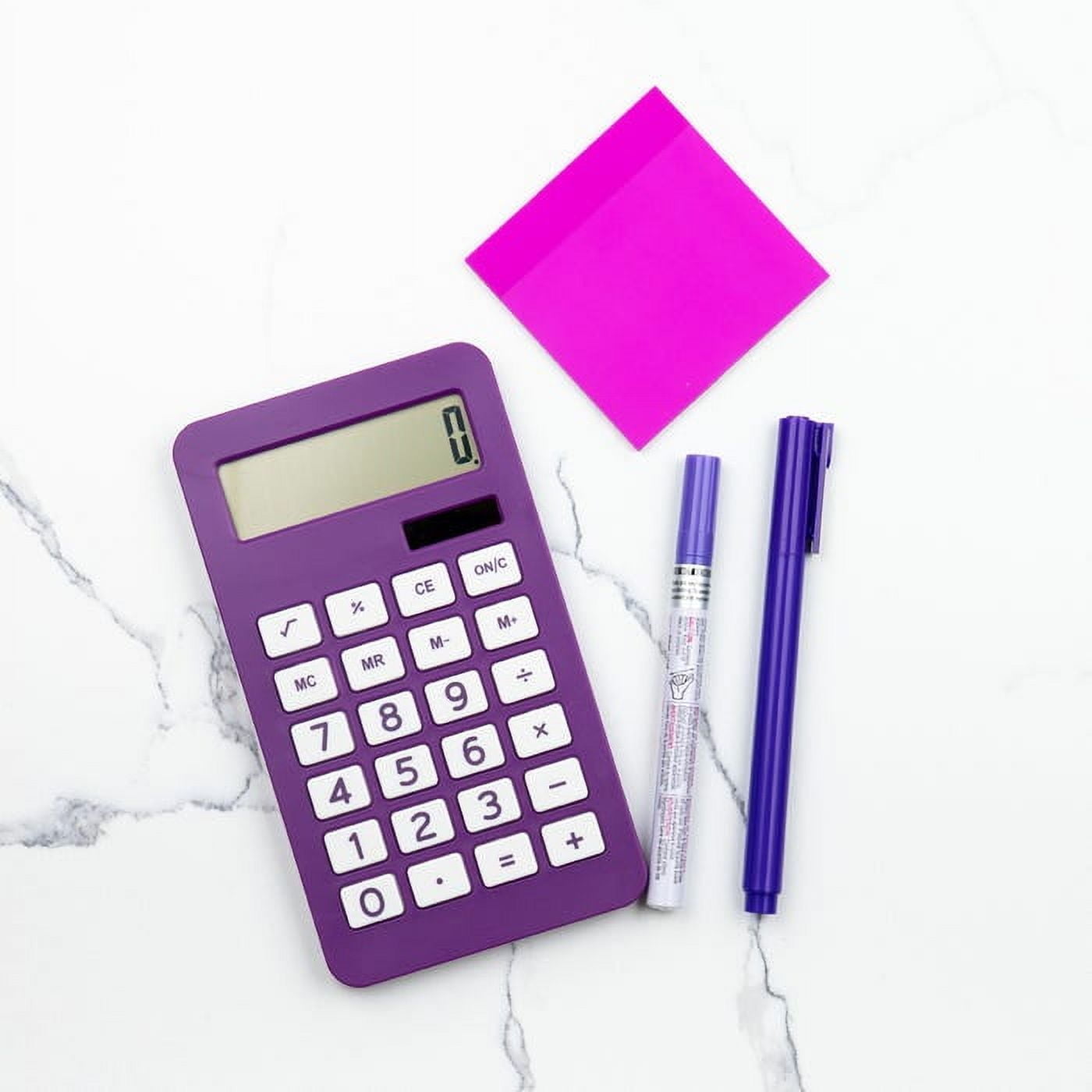 JAM Paper Desktop Calculator, 10 Digit LCD Display, 3 3/4 x 6 3/4 Inches, Purple, Bulk 10/Pack