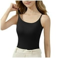 thumbnail image 2 of Inverlee Womens Solid Color Slim Fit Crewneck Tops Sleeveless Thermal Tanks with Built-in Pads Pullover Casual Fashion Shirts Cami, 2 of 8