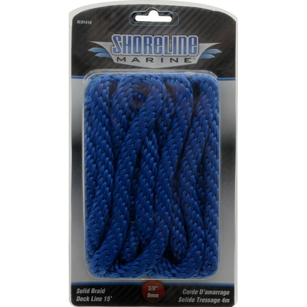 Shoreline Marine Solid Braid MFP Dock Line, 3/8 in x 15 ft, Blue