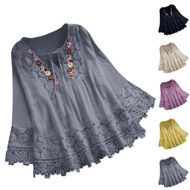 Kapxumo New & Trending Fashion Women's Long-Sleeved Lace-Up Loose Tops, Casual and Chic Blouses for Everyday Wear and Layering Clearance Sales Today Deals Prime