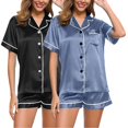 thumbnail image 2 of Women's Pajama Sets Short Sleeve Sleepwear Loungewear Satin Pyjamas 4 Piece Pyjamas And Shorts Set Sets Leisure Suit Plus Size Womens Clothing, 2 of 4