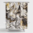 thumbnail image 5 of Small Stall Shower Curtain 36 x 72, Half Narrow Abstract Black Gold Marble Shower Curtain, Modern Luxury Art Waterproof Fabric Shower Curtain for Bathroom Decor, 5 of 6