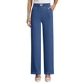 thumbnail image 2 of Comfy Fit Pants for Women Over 50 Straight Leg Elastic Waist Solid Pants Perfect Drape High Rise Pull-On Stretch Pants, M, 2 of 7