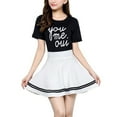 thumbnail image 2 of Skymirror Women Fashion Solid Color High Waist Stripe Pleated A Line Mini School Skirt, 2 of 6