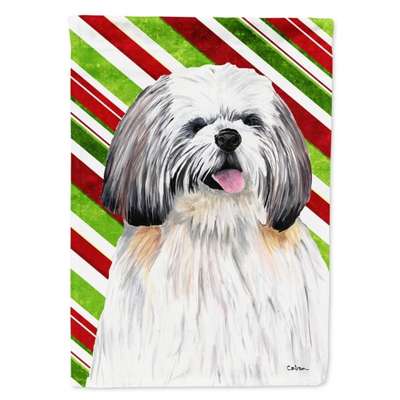 Carolines Treasures SC9343-FLAG-PARENT Shih Tzu Candy Cane Holiday Christmas Flag multicolor