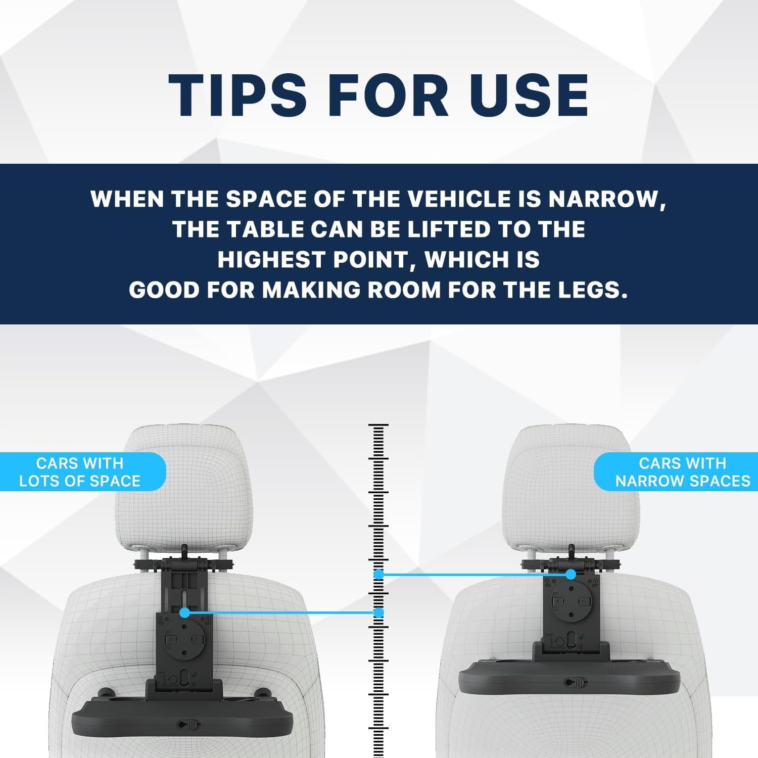Car Back Seat Tray Table, Stable Foldable Auto Backseat Food Trays Desk for Rear Passenger Road Trip Eating & Work, Multifunctional Adjustable Travel Tray with Phone Drink Holder for Laptop iPad