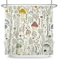thumbnail image 4 of Mushroom Shower Curtain, Colorful Mushroom Floral Green Leaves Boho Plants Pattern Botanical Bath Curtains Waterproof Fabric with Hooks for Home Decor, 72Wx72H, 4 of 6