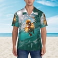thumbnail image 2 of Sikiie Underwater Swimming Duck Print Men's Hawaiian Shirt, Summer Beach Button Pocket Short Sleeve T-Shirt,Large, 2 of 7