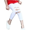 thumbnail image 4 of Posijego Girls Capri Leggings Ripped Slim High Waist Capri Pants Fashion Cropped Leggings for Teens, 4 of 7