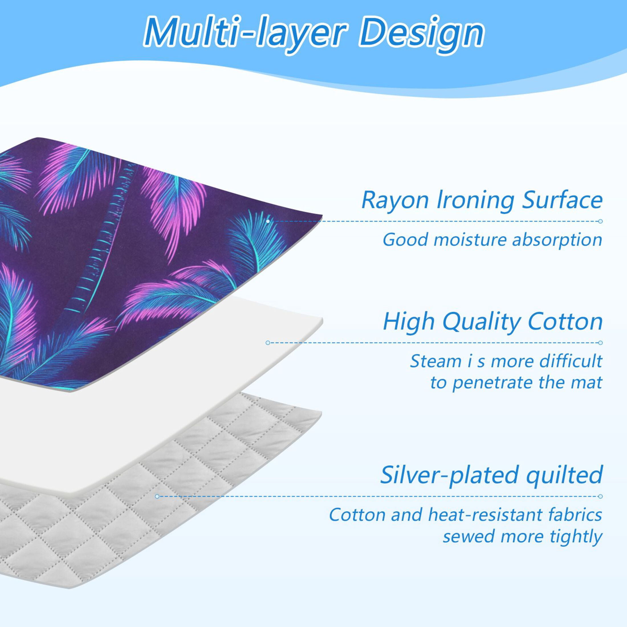 Neon Colored Coconut Trees Ironing Mat Blanket Portable Travel Ironing Pad Heat Resistant Pad 47.2" x 27.6”