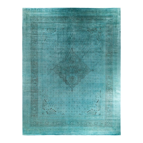 Solo Rugs Overdyed, One-of-a-Kind Hand-Knotted Area Rug - Blue, 12' 2" x 15' 1"