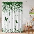 thumbnail image 6 of Shower Curtain Butterfly Leaf Shower Curtains for Bathroom Decor, Waterproof Polyester Shower Curtain Set with Hooks, Small Stall Size 36" x 72" Green Plant Silhouette, 6 of 9