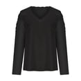 thumbnail image 5 of USSUMA Womens Shirts Dressy Casual Plain Lace Tops for Evening Wear Long Sleeve V Neck Sexy Women Blouses and Tops Fashion, 5 of 8
