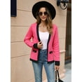 thumbnail image 5 of Women's Open Front Cardigan Sweaters with Trim, Long Sleeve Knit Cardigan Casual for Fall and Winter Rose Red L, 5 of 8