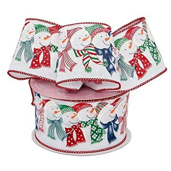 Merry Snowman Christmas Natural Wired Ribbon - 2-1/2" Wide X 10 Yards (56113513)