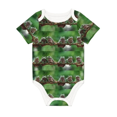 

Matuu Australian White Tree Frog Sitting on Branch for Baby Short-Sleeve Bodysuit Soft Cotton Comfortable and Breathable Perfect for Newborns and Infants
