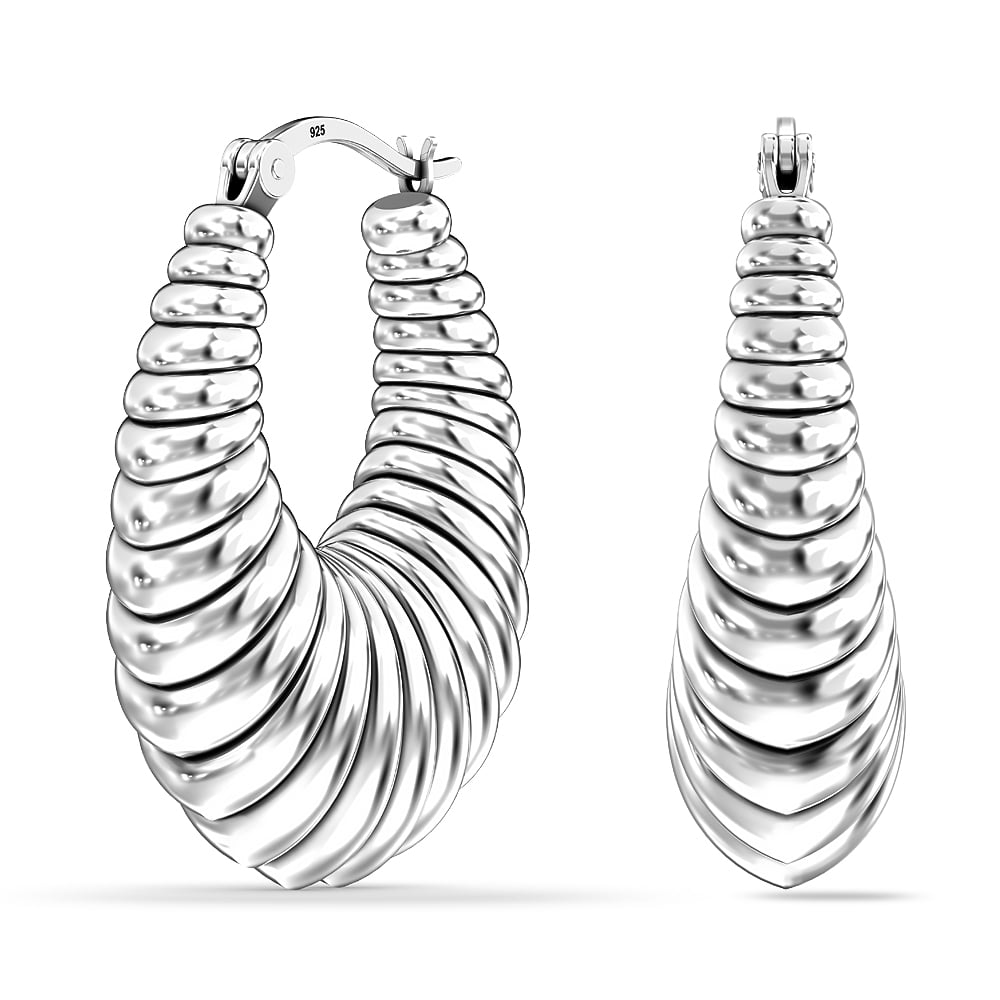 LeCalla 925 Sterling Silver Hypoallergenic Click-Top Shrimp Hoop Earrings Jewelry Gifts for Women and Teen 25MM